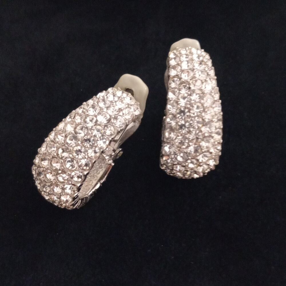 Elegant CINER Vintage Silver-Tone Crystal Earrings